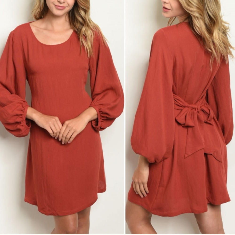 TIE FRONT OR BACK BELTED OLIVE DRESS - Picture 4 of 8
